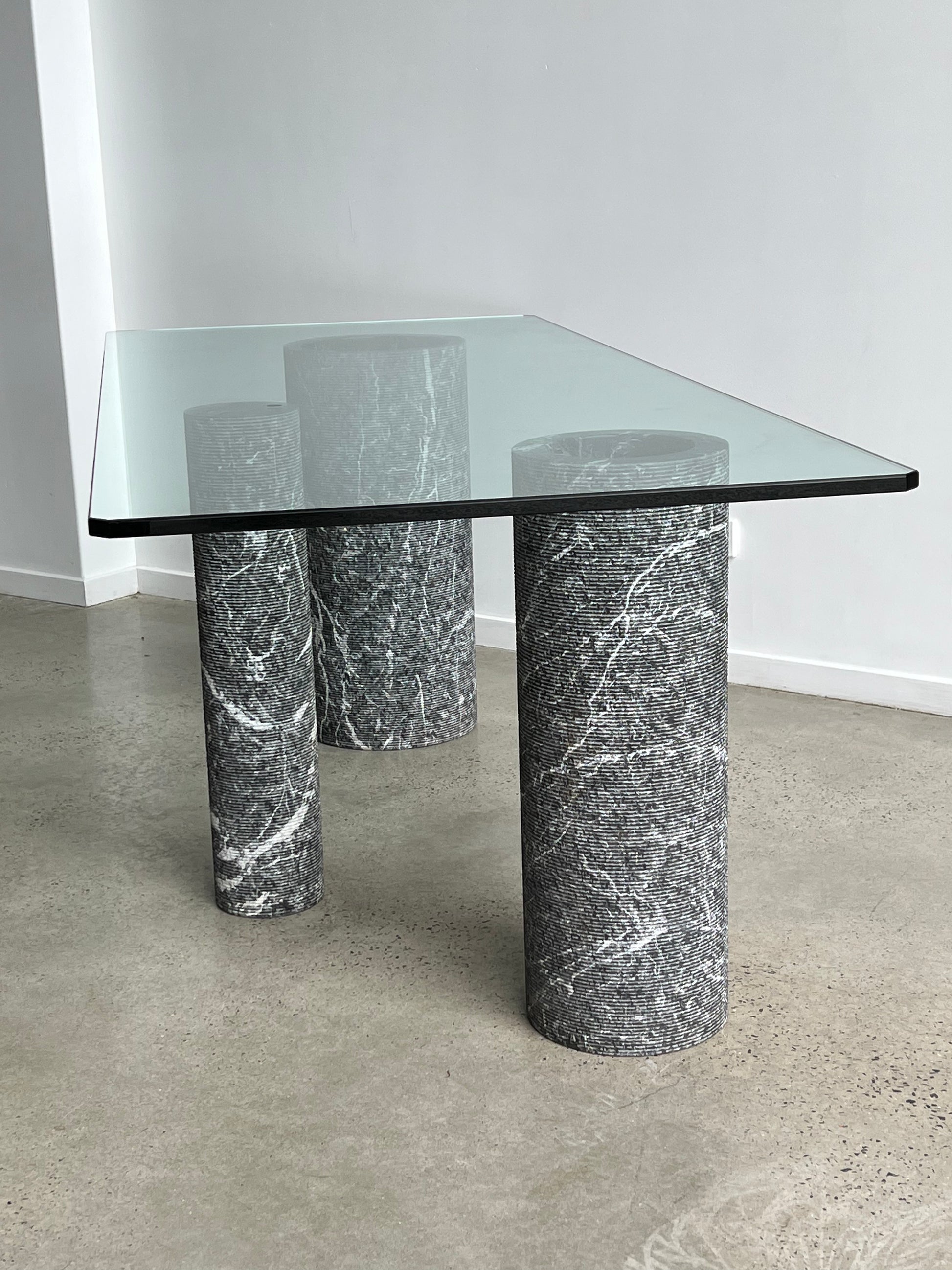 Vignelli marble and glass top dining table 