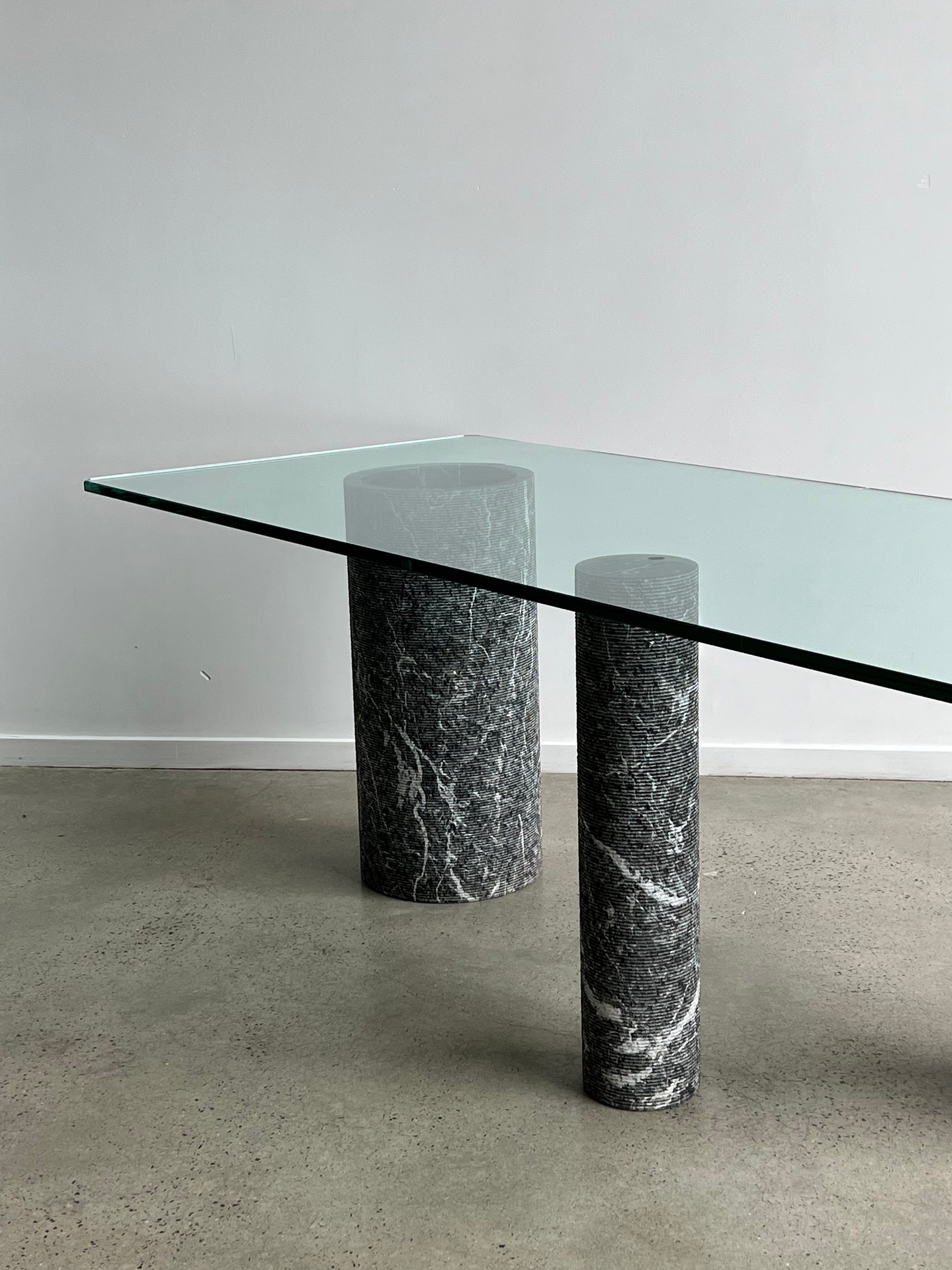 glass top and marble colums