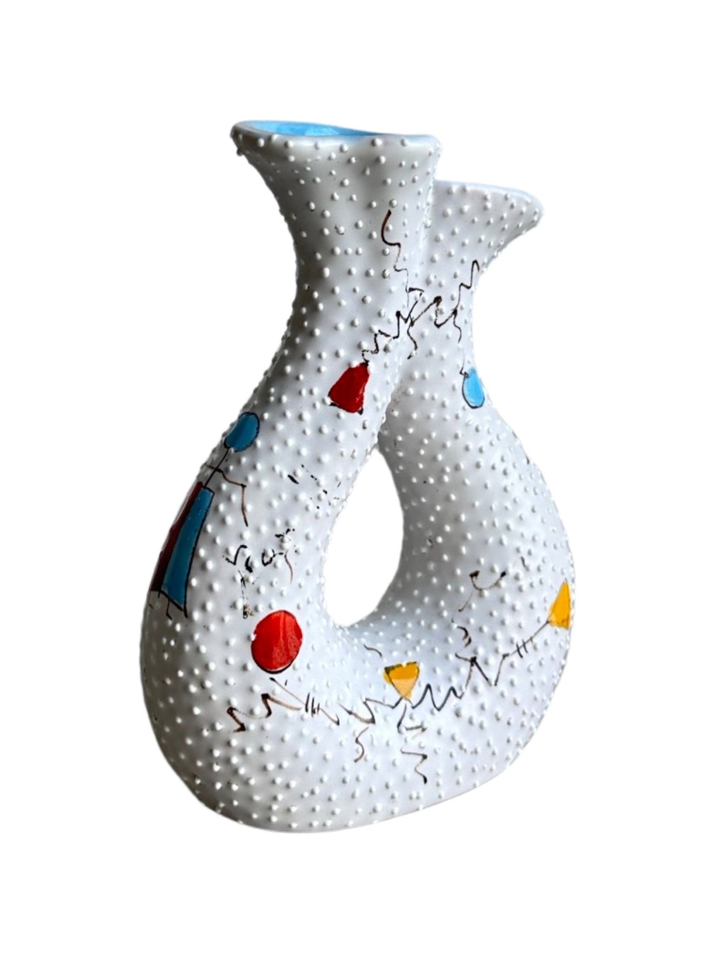 Mid - Century Hand - Painted Ceramic Vase by Gualdo Dolci, 1950s - Lumini Collections