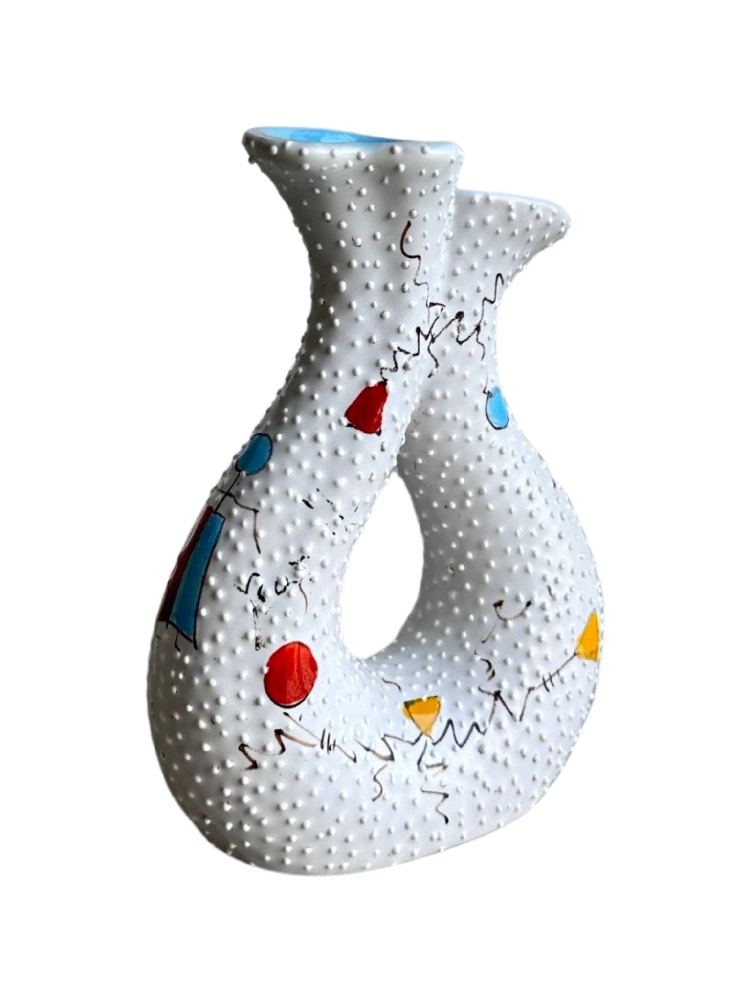Mid - Century Hand - Painted Ceramic Vase by Gualdo Dolci, 1950s - Lumini Collections