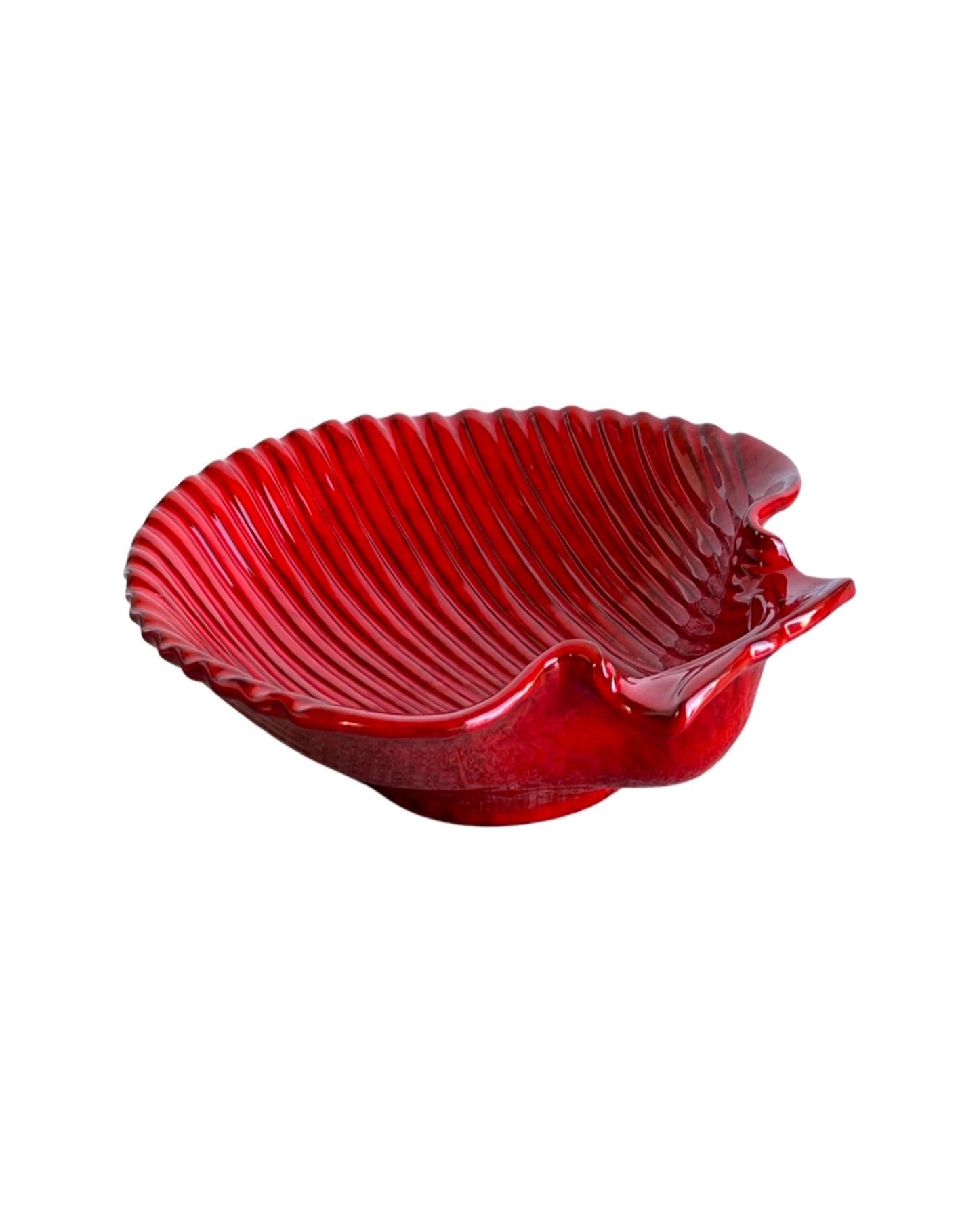Peasant Village Red Ceramic Shell Centrepiece, 1960s - Lumini Collections