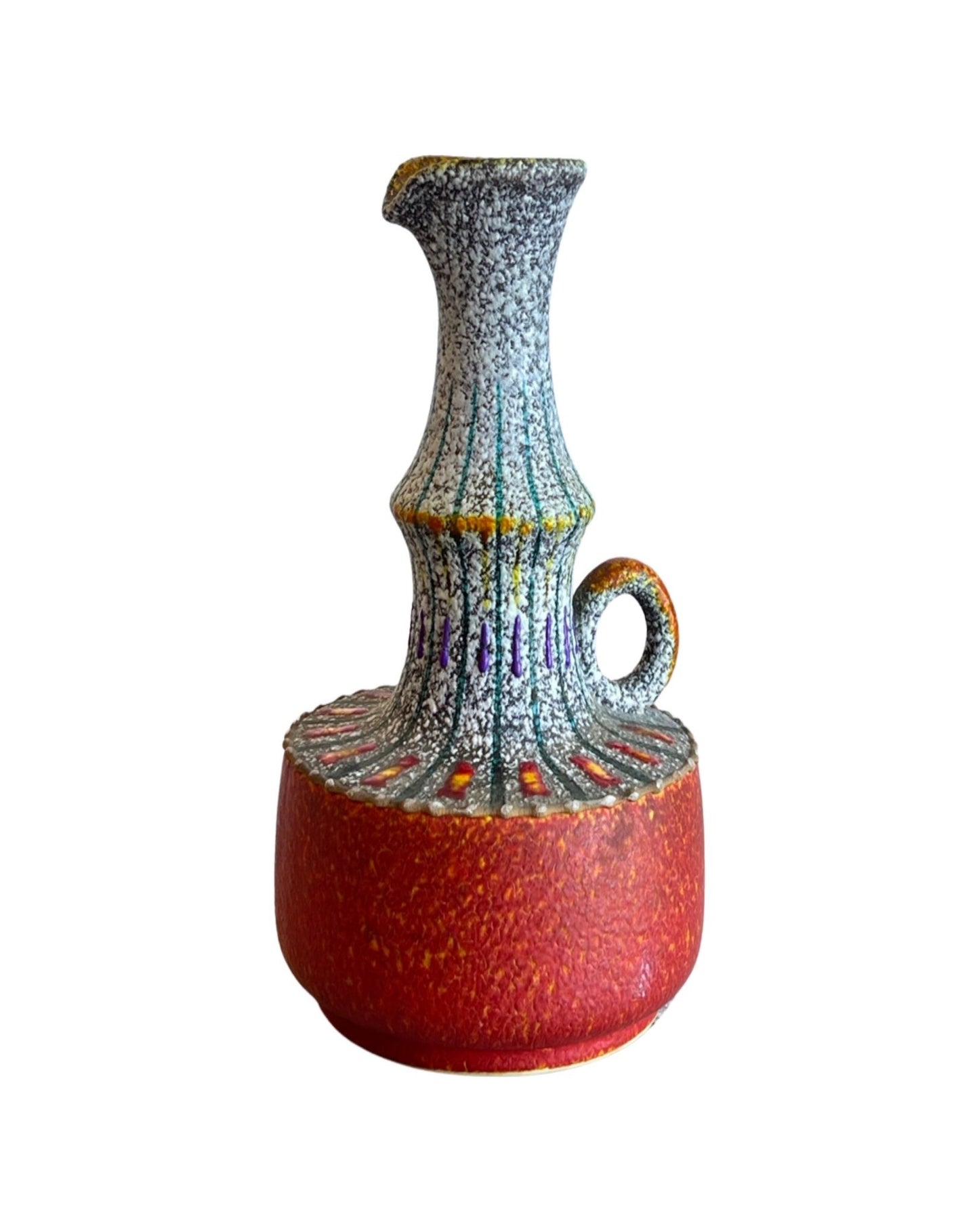 Roberto Rigon Italian Hand - Painted Ceramic Vase, 1970s - Lumini Collections