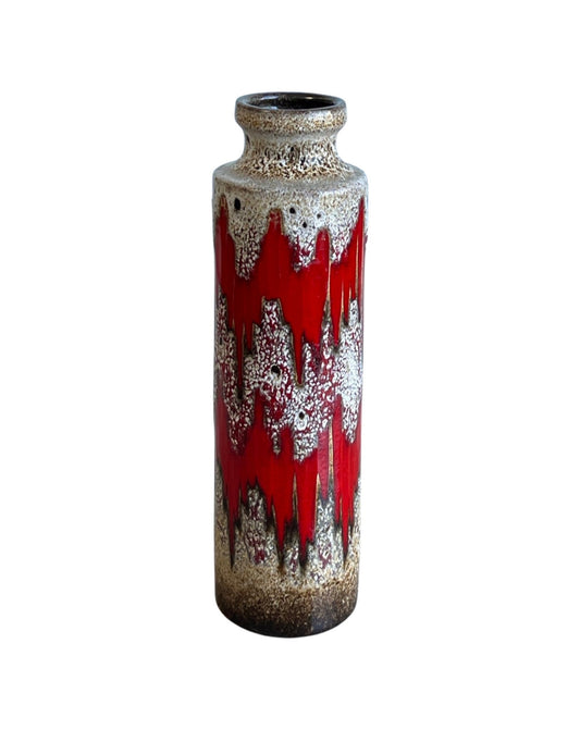 West German Red and Lava Glazed Ceramic Vase, 1960s - Lumini Collections