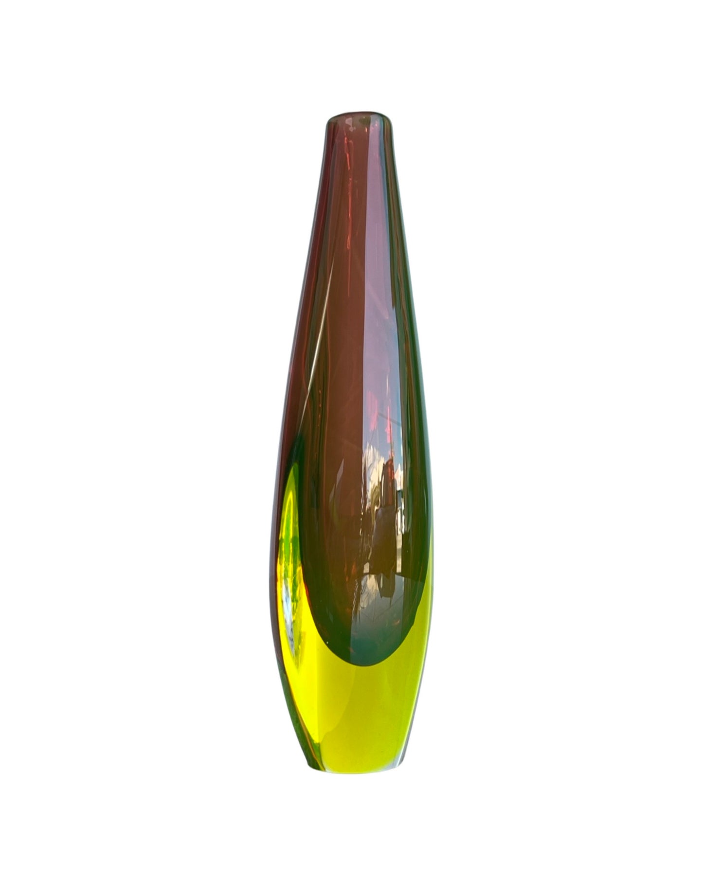 Flavio Poli Uranium Green Murano Glass Sommero Vase, 1960s