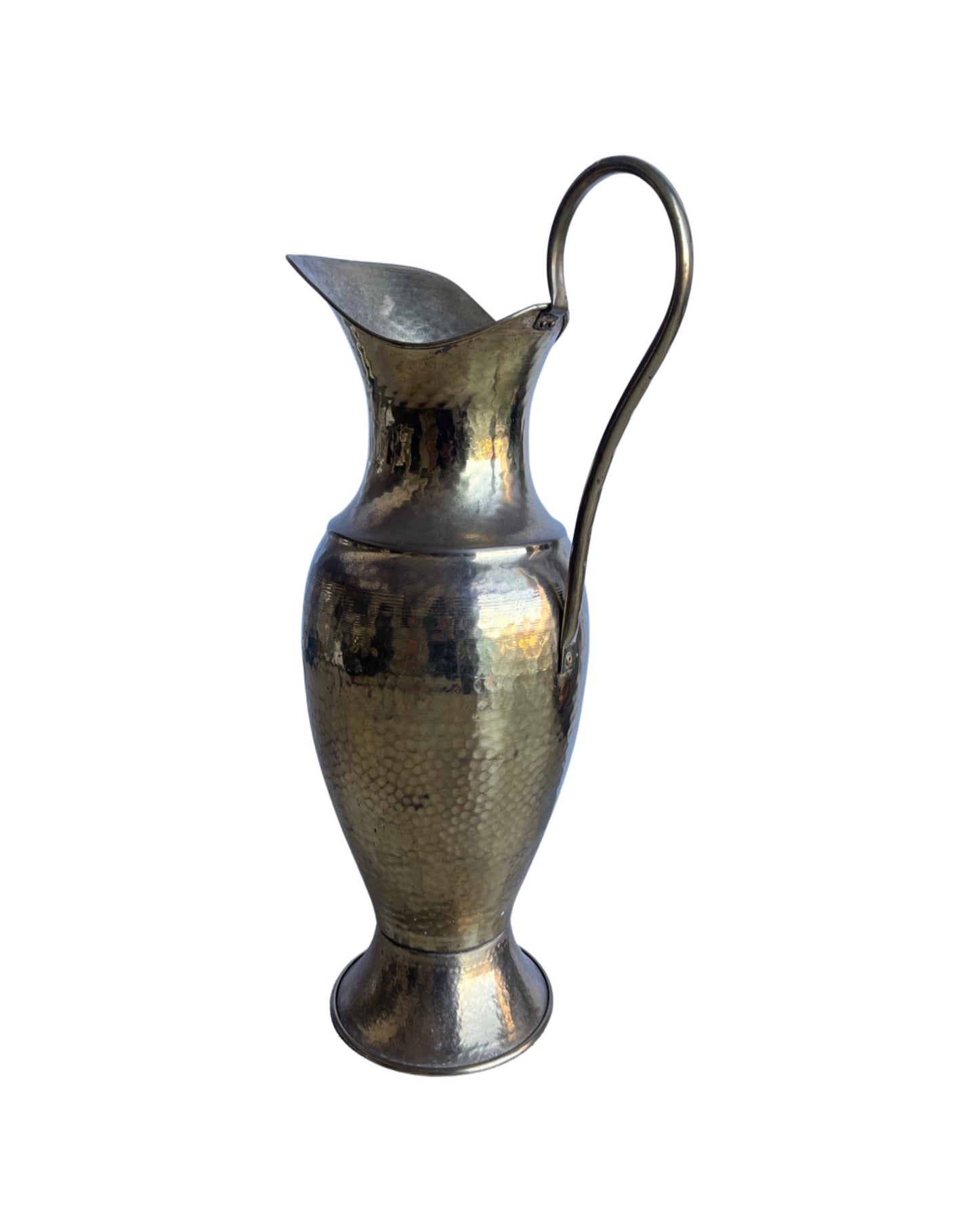 Italian Art Deco Large Hand Hammered Brass Vase, 1940