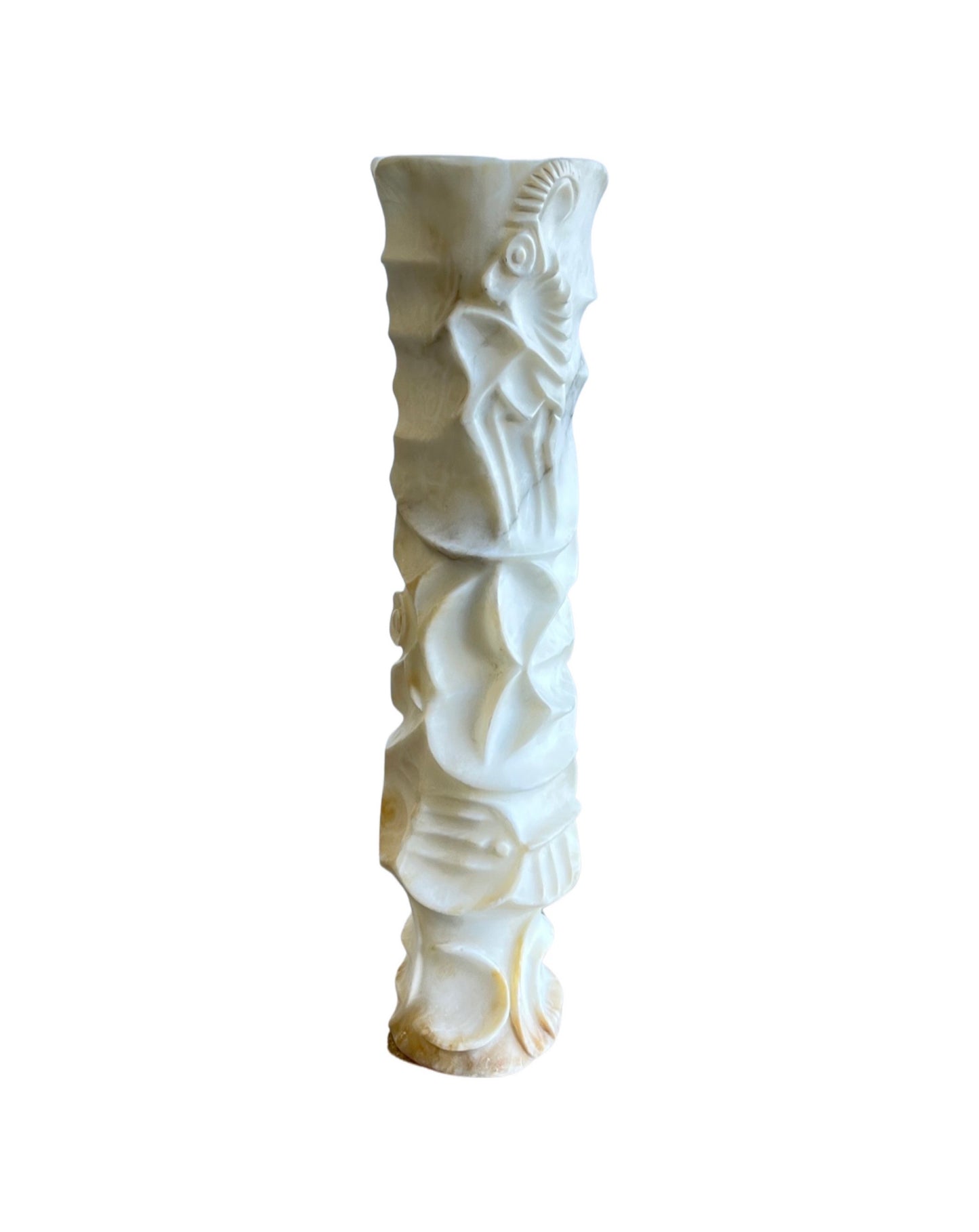 Italian Large Hand Carved Marble Vase, 1950s