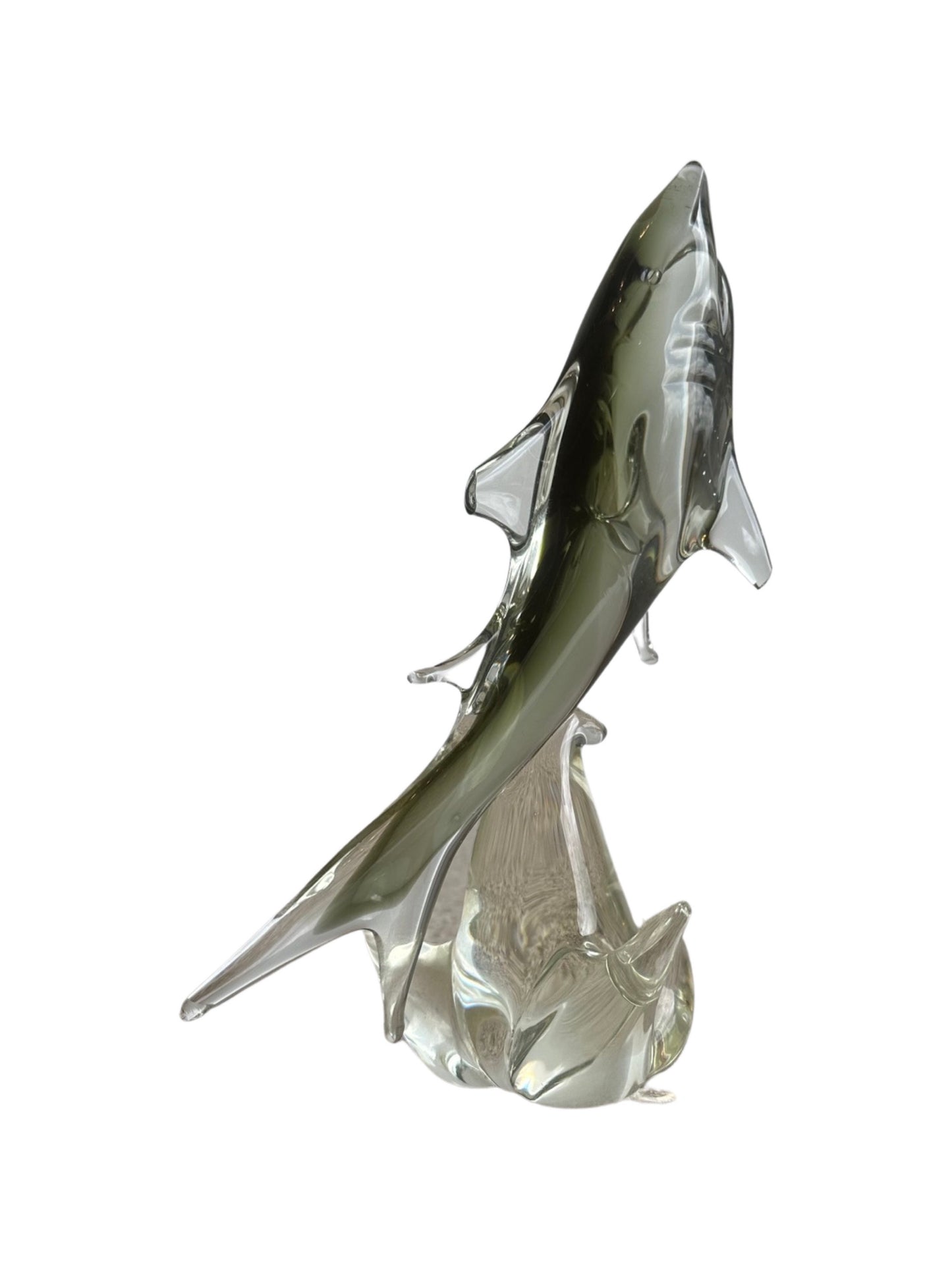 Murano Smoked Glass Shark Glass Sculpture, 1960s