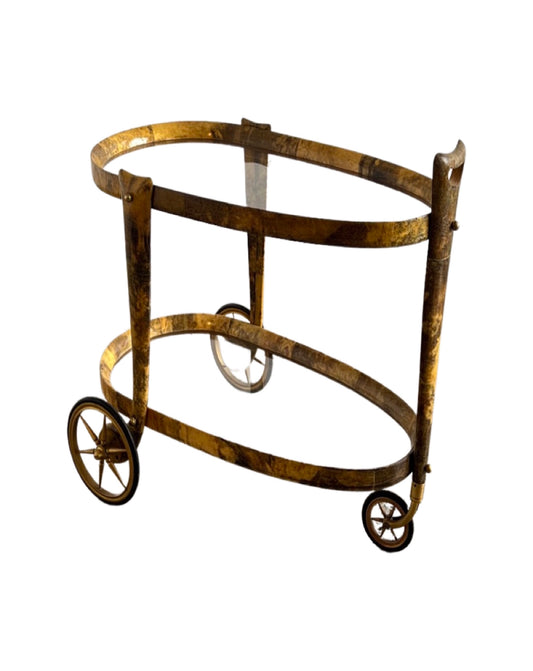 Aldo Tura Goatskin and Brass Bar Cart, 1950