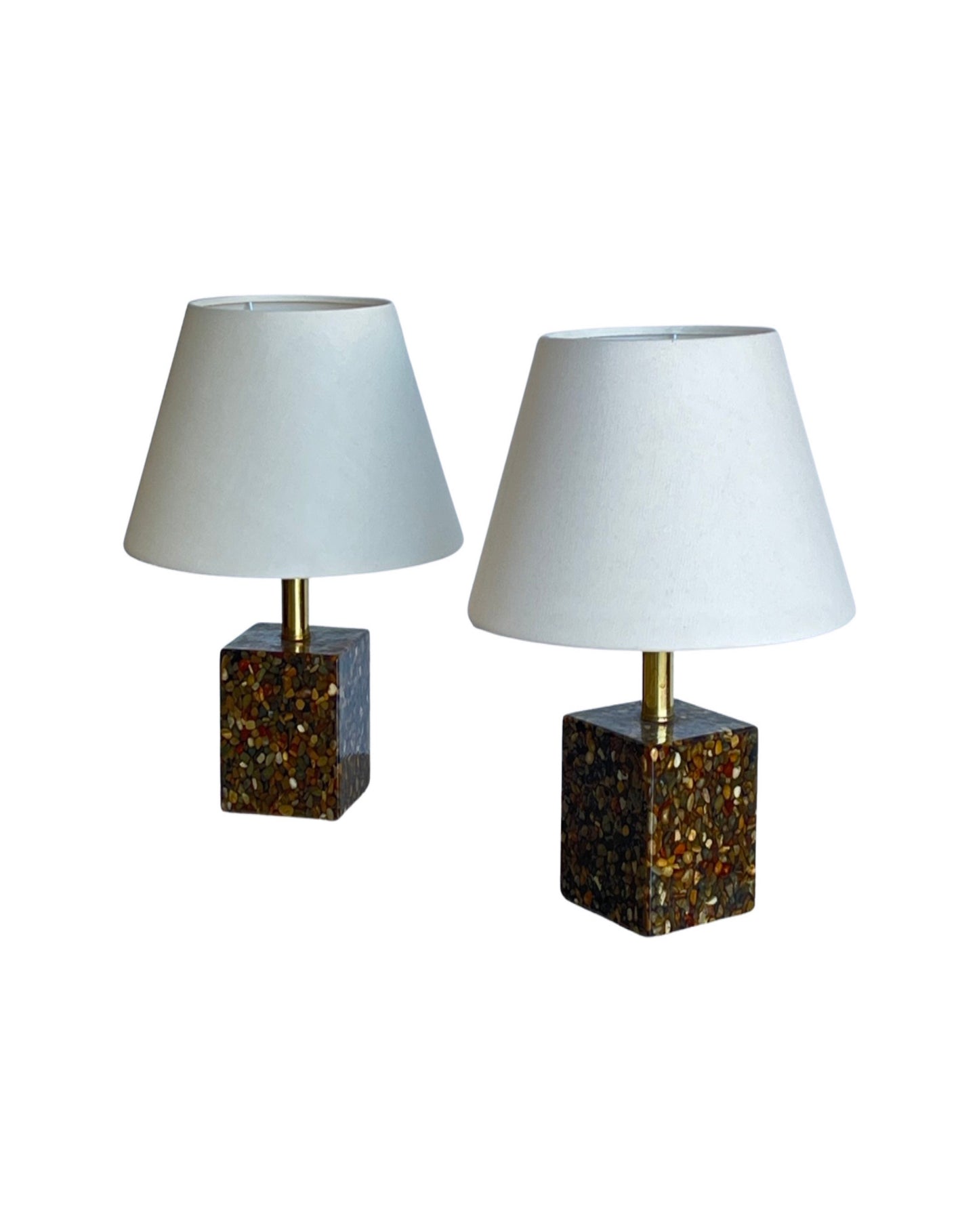 Set of Two Bed Side Lamps by Arte Luce in Brass and Resin, 1970s