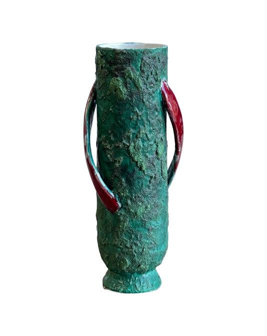 Italian Green Red Lava Vase, 1960s
