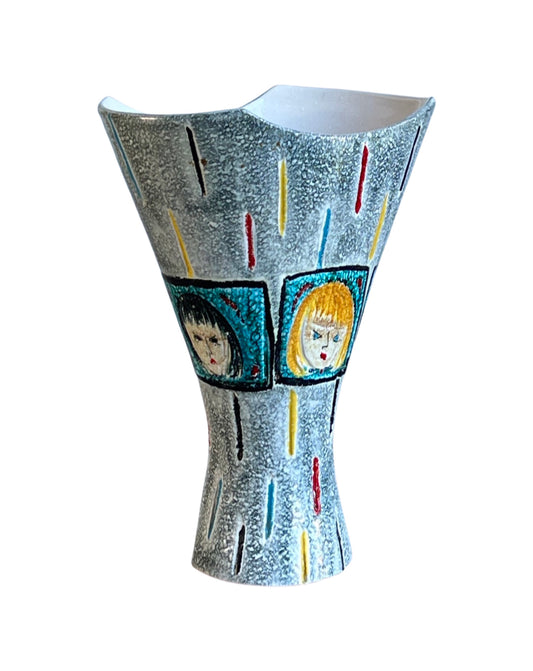 Bica Glazed Hand Painted Ceramic Vase, 1970s