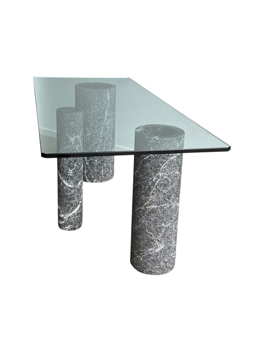 Massimo Vignelli for Casigliani, Glass and Marble Dining Table, 1980
