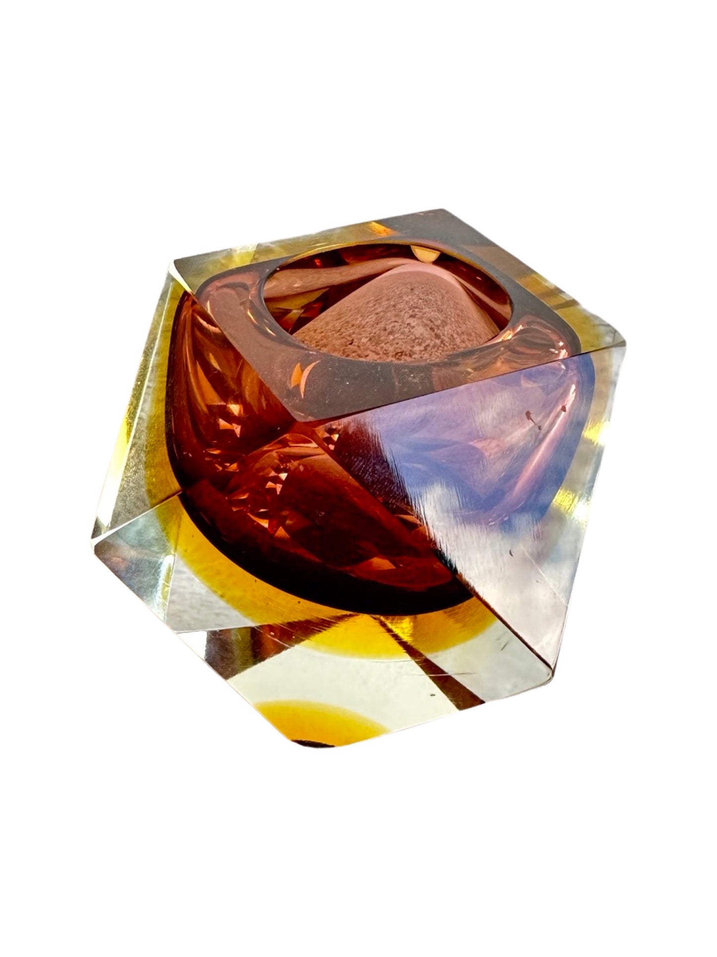 Mandruzzato Italian Murano Sommerso Multicoloured Thick Glass Ashtray, 1960s