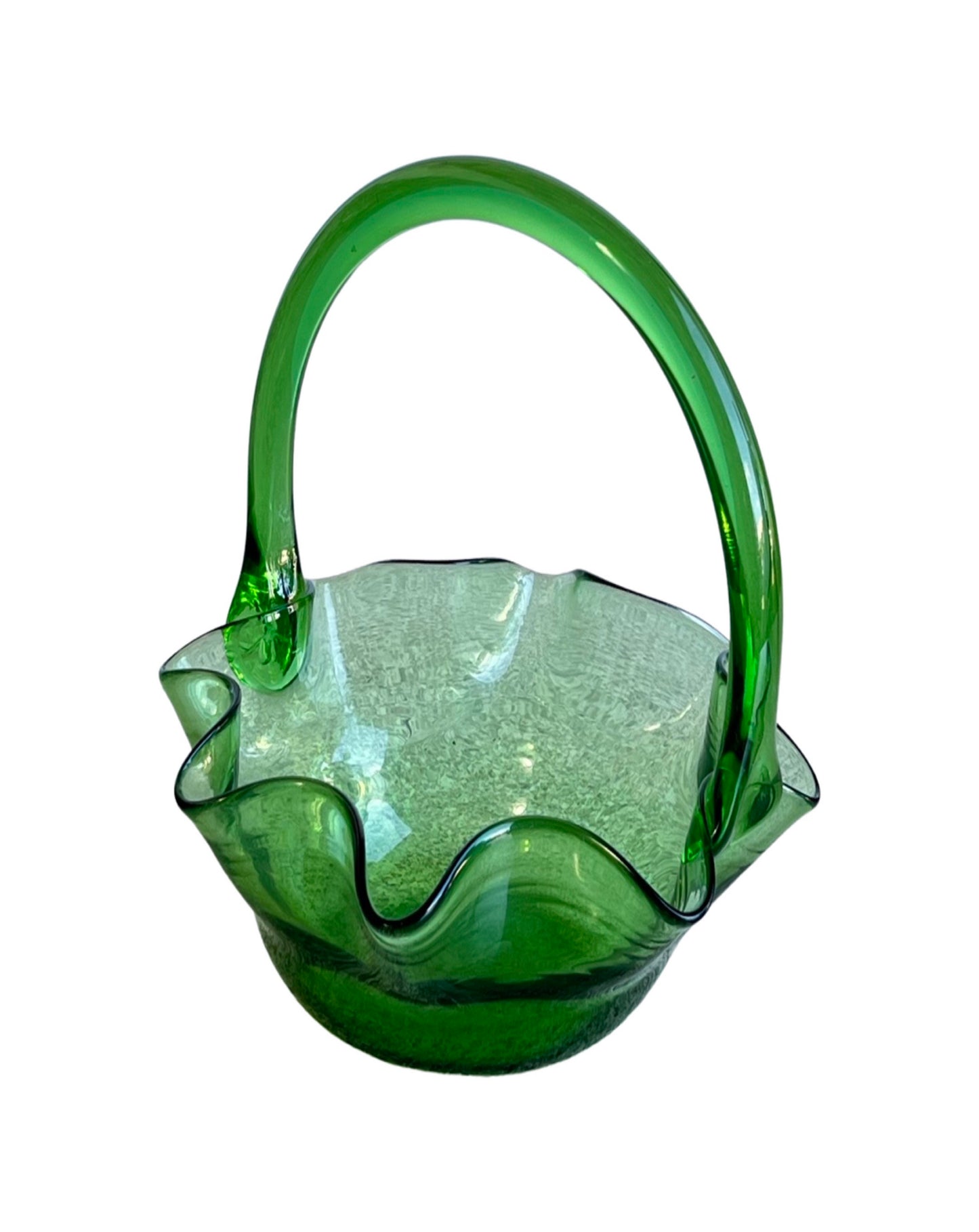 Vetri di Empoli Glass Green Basket,1960s